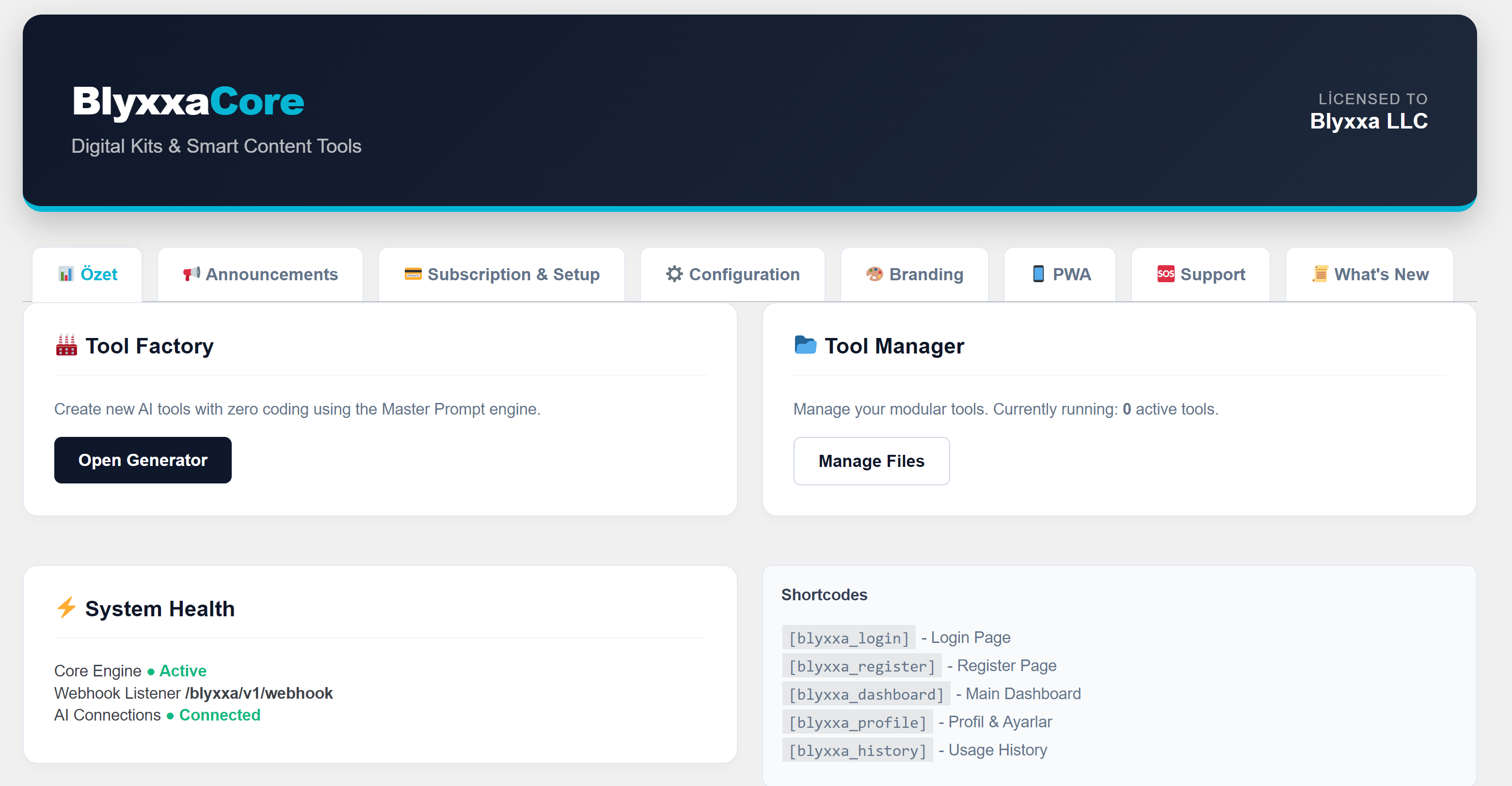 Screenshot 1 of Blyxxa SaaS Engine