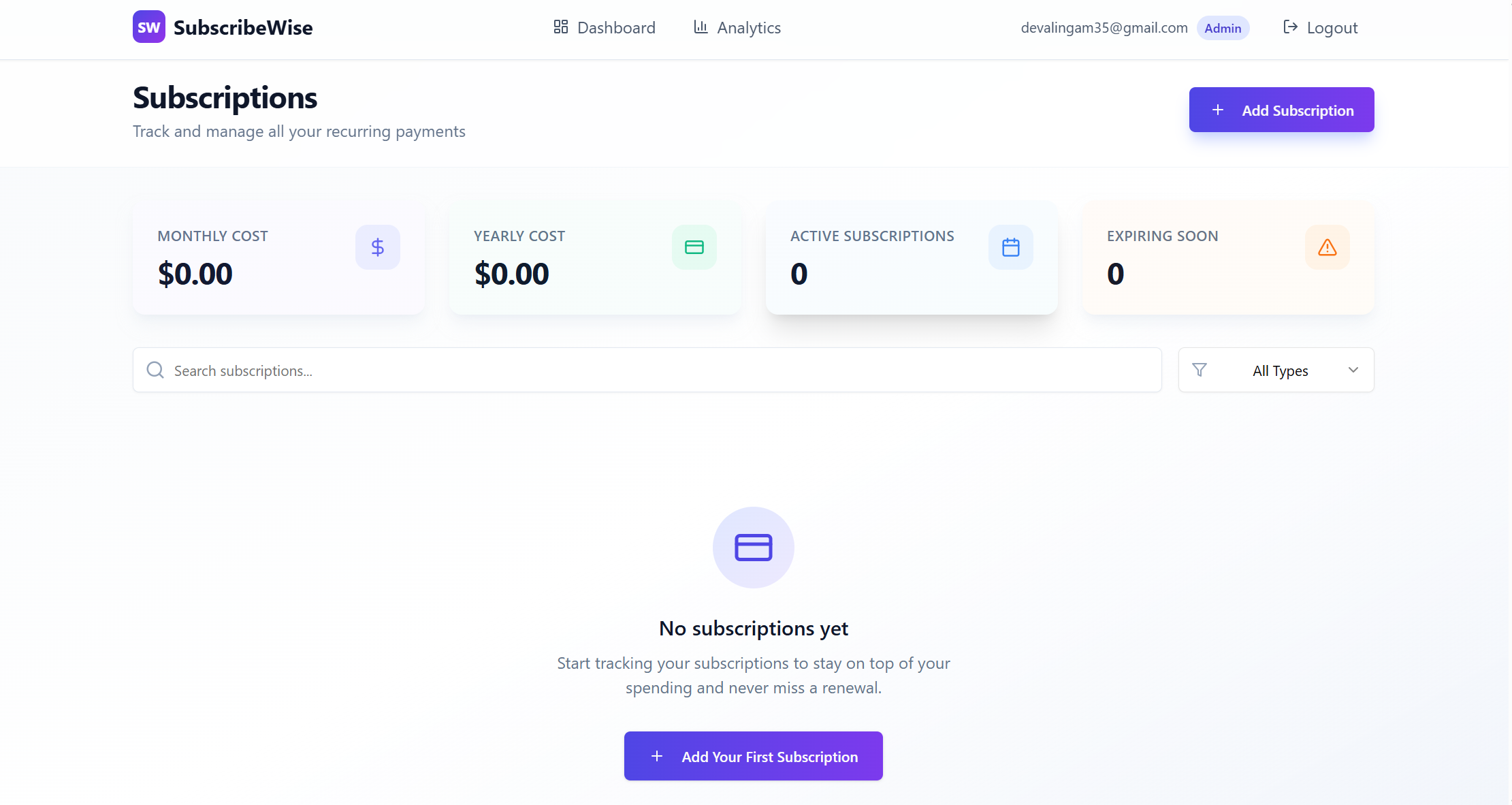 Screenshot 1 of SubScribeWise 