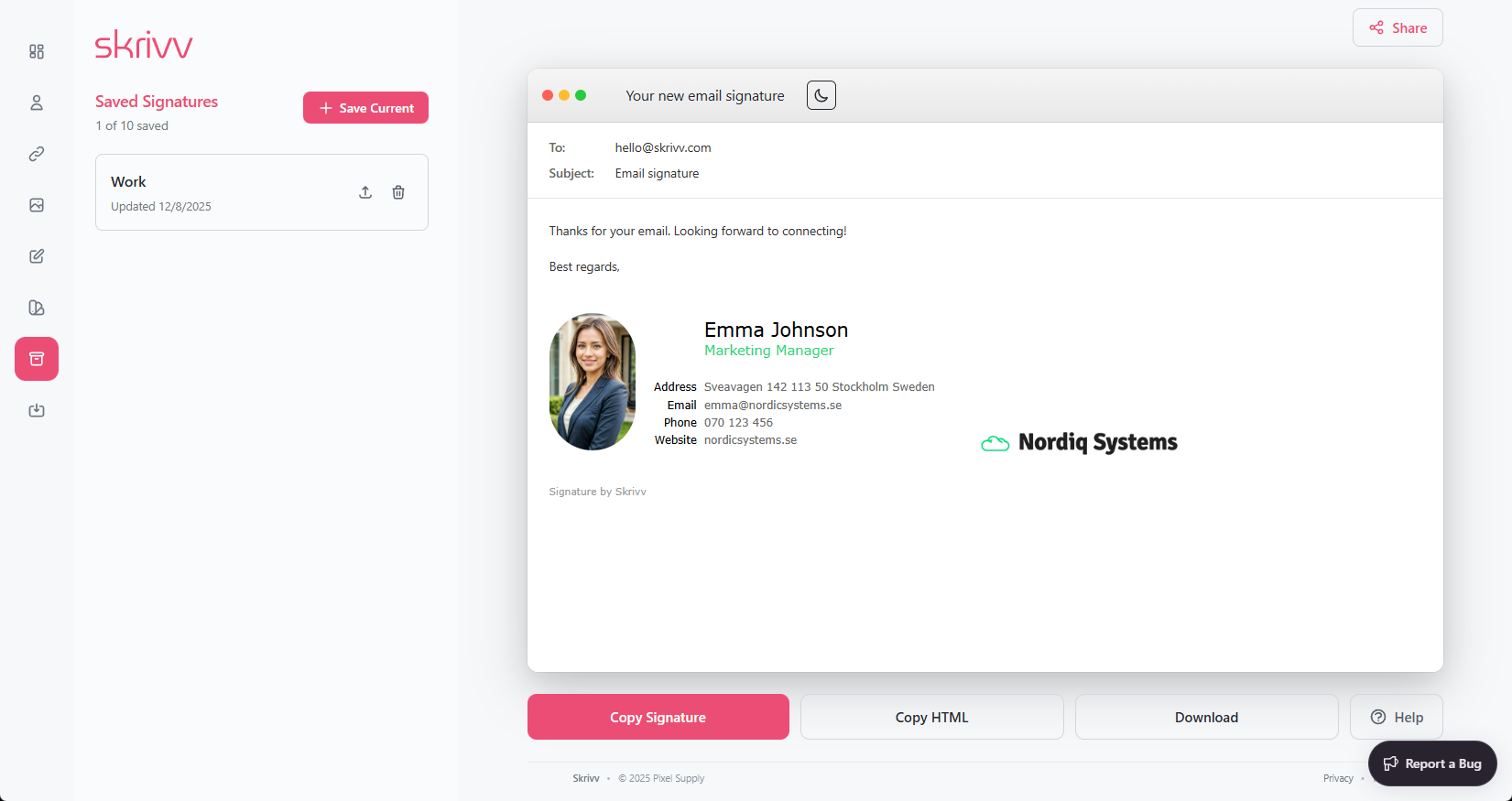 Screenshot 2 of Skrivv - Free Email Signature Generator