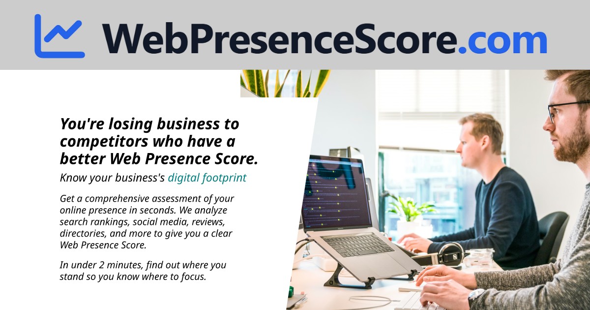 Screenshot 1 of Web Presence Score.com