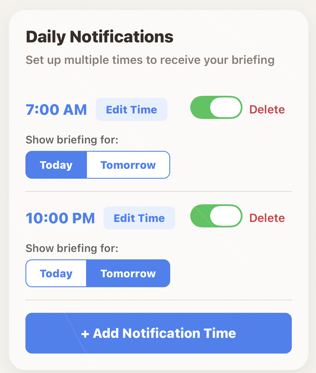 Screenshot 2 of At 'Em - personal daily briefing