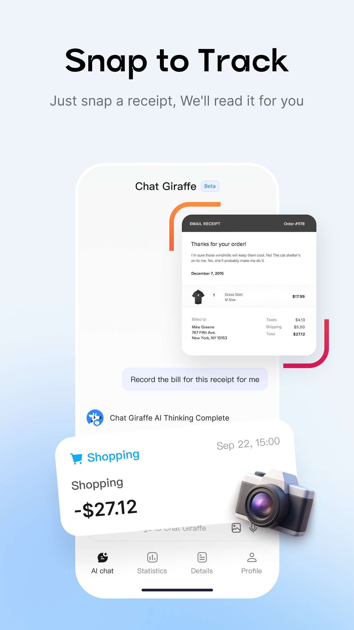 Screenshot 4 of ChatGiraffe - AI Expense Tracker
