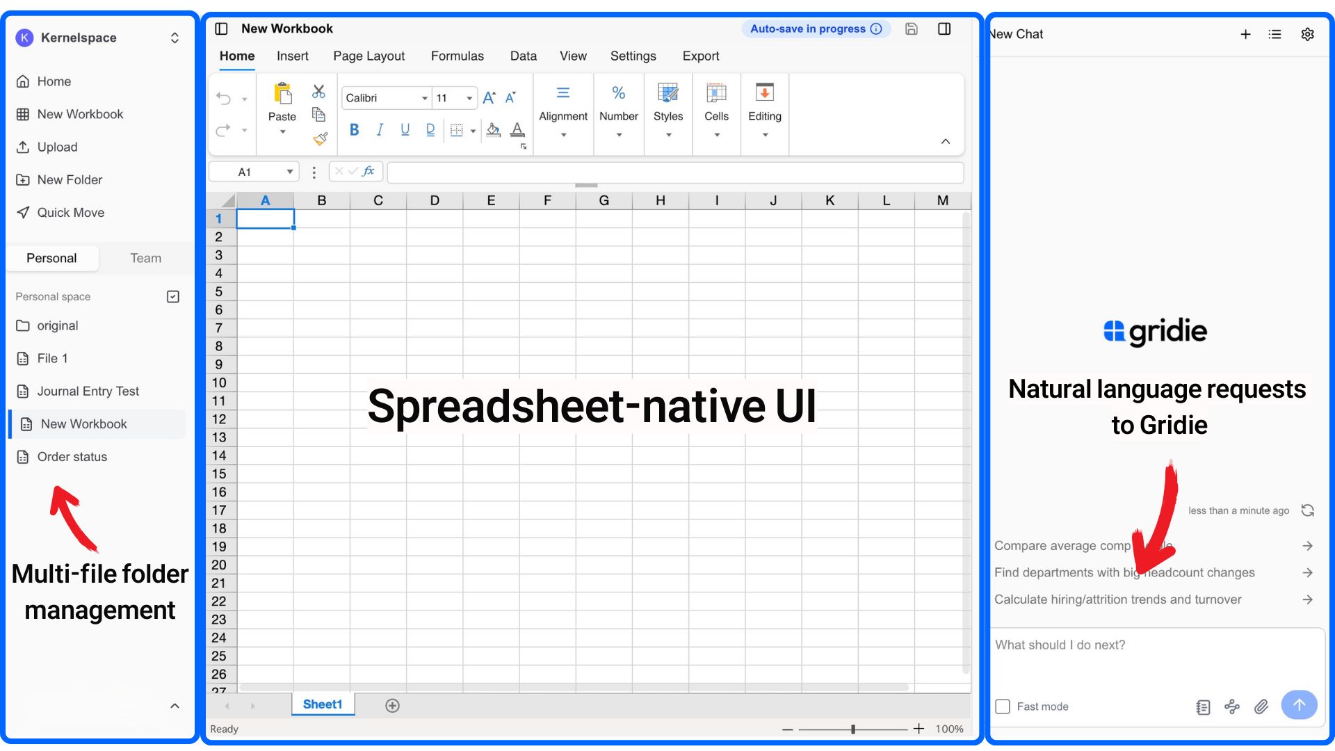 Screenshot 1 of Gridie: AI Native Spreadsheet