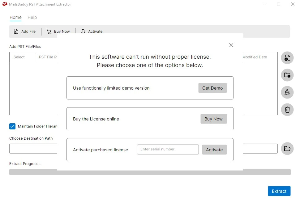 Screenshot 2 of MailsDaddy PST Attachment Extractor