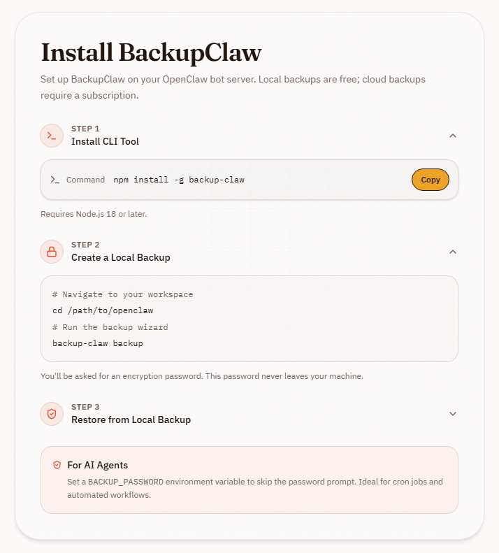 Screenshot 4 of BackupClaw