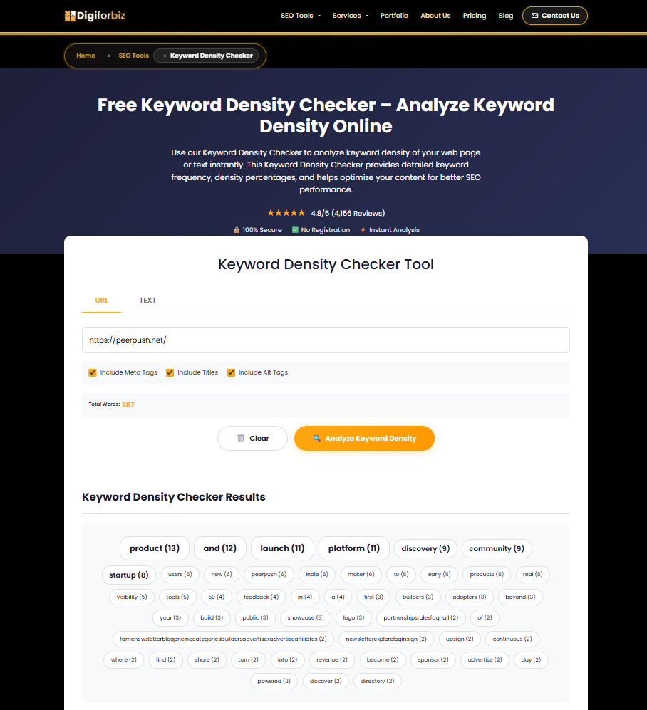 Screenshot 1 of Keyword Density Checker
