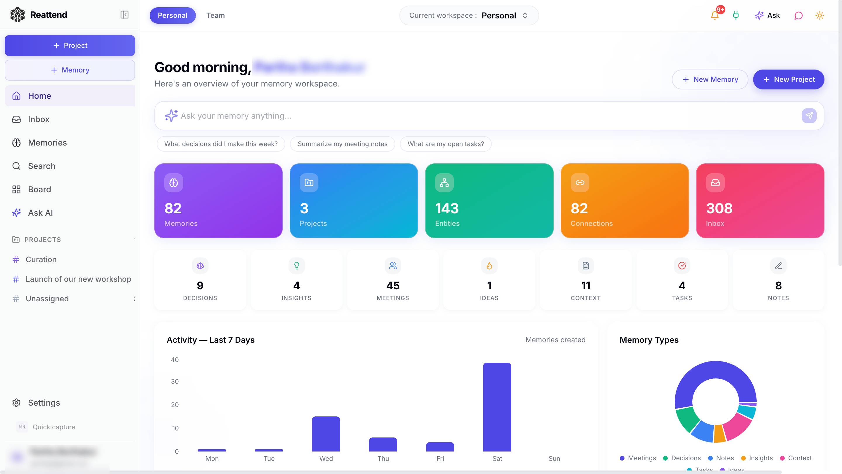 Screenshot 1 of Reattend | AI Memory Platform for Teams