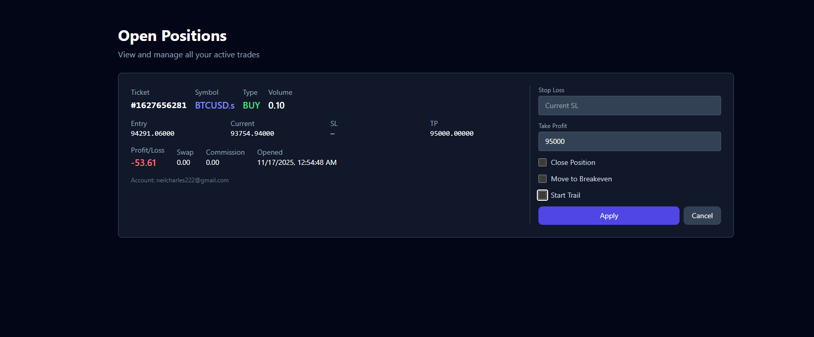 Screenshot 2 of Apex Agentic Trader