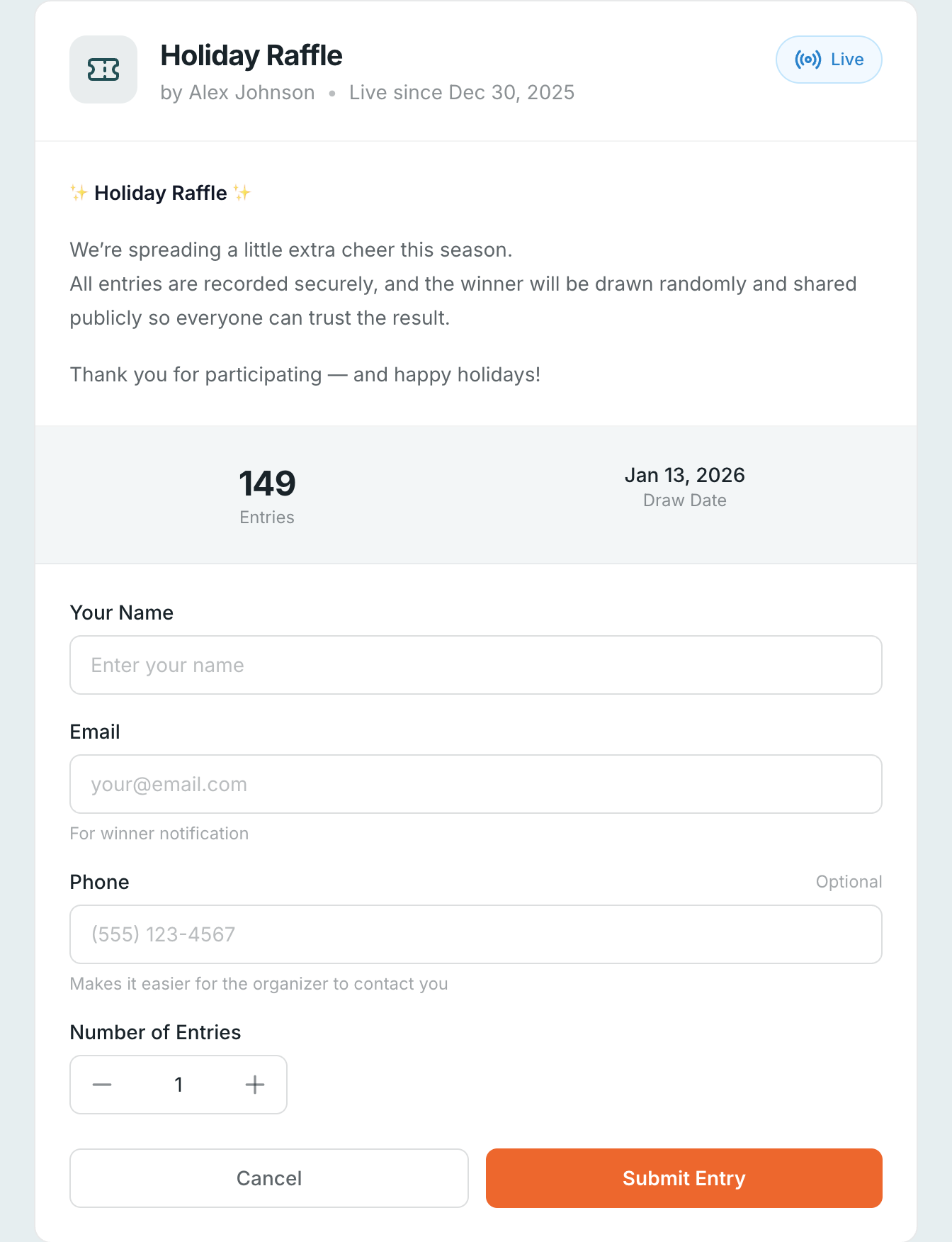 Screenshot 1 of Rafflebase