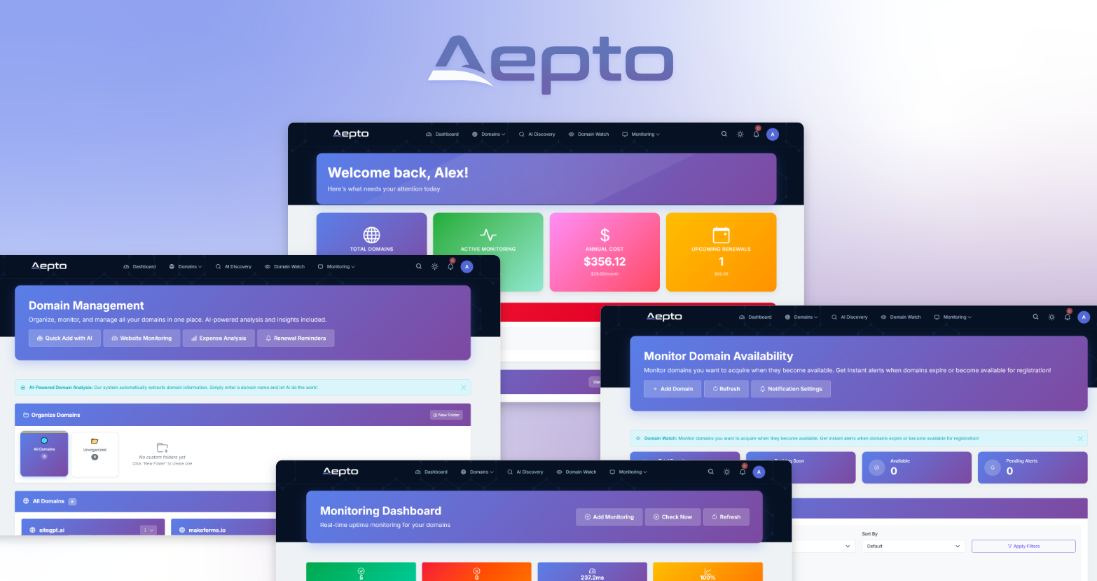 Screenshot 1 of Aepto – Centralized AI Domain Monitoring