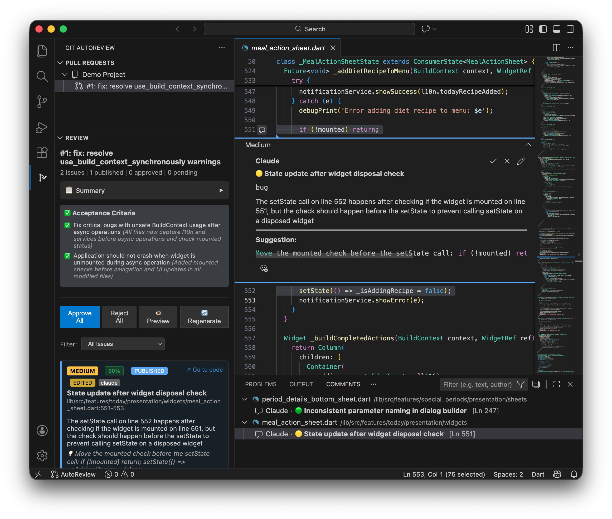 Screenshot 1 of Git AutoReview: AI Code Review Helper
