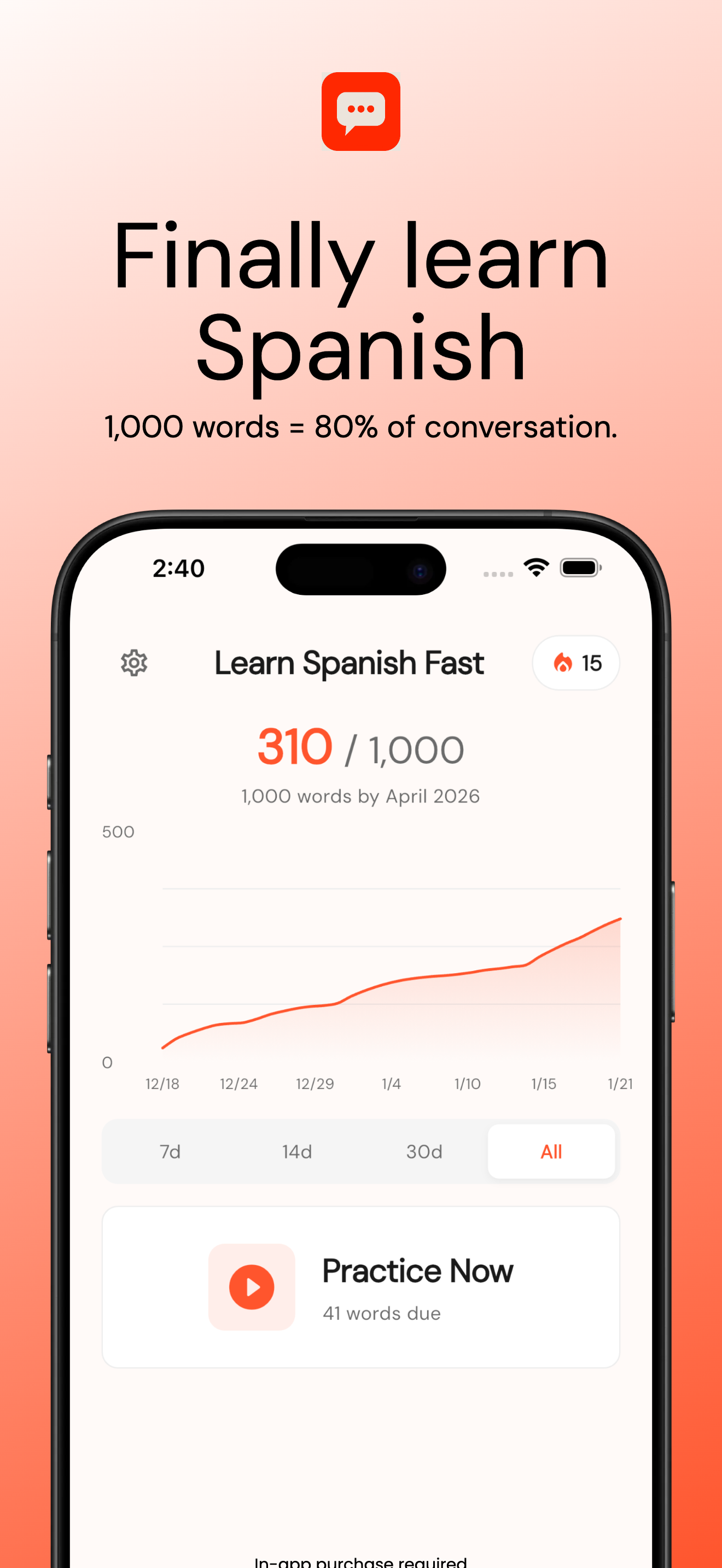 Screenshot 1 of 1000 Spanish Words