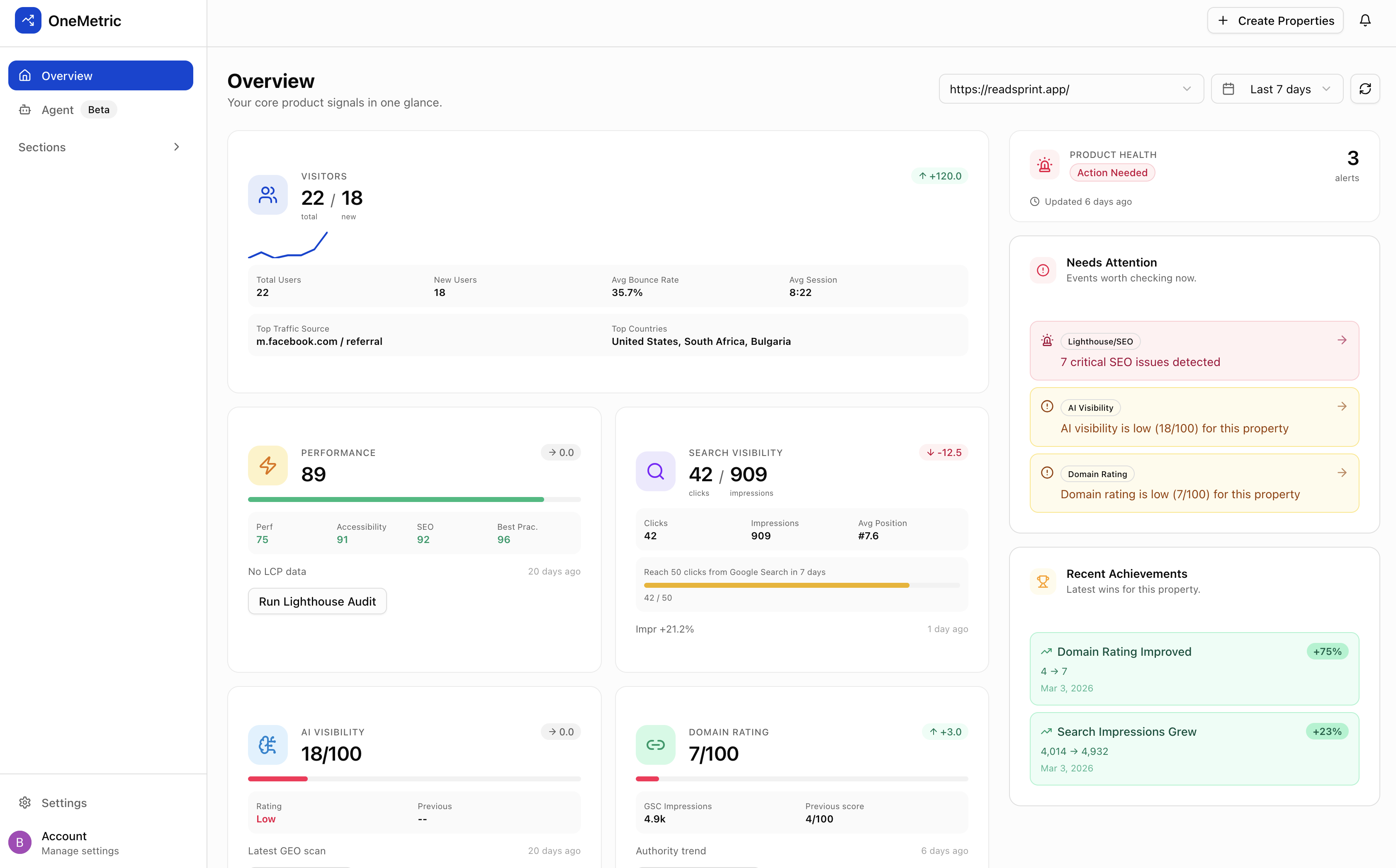 Screenshot 2 of OneMetric