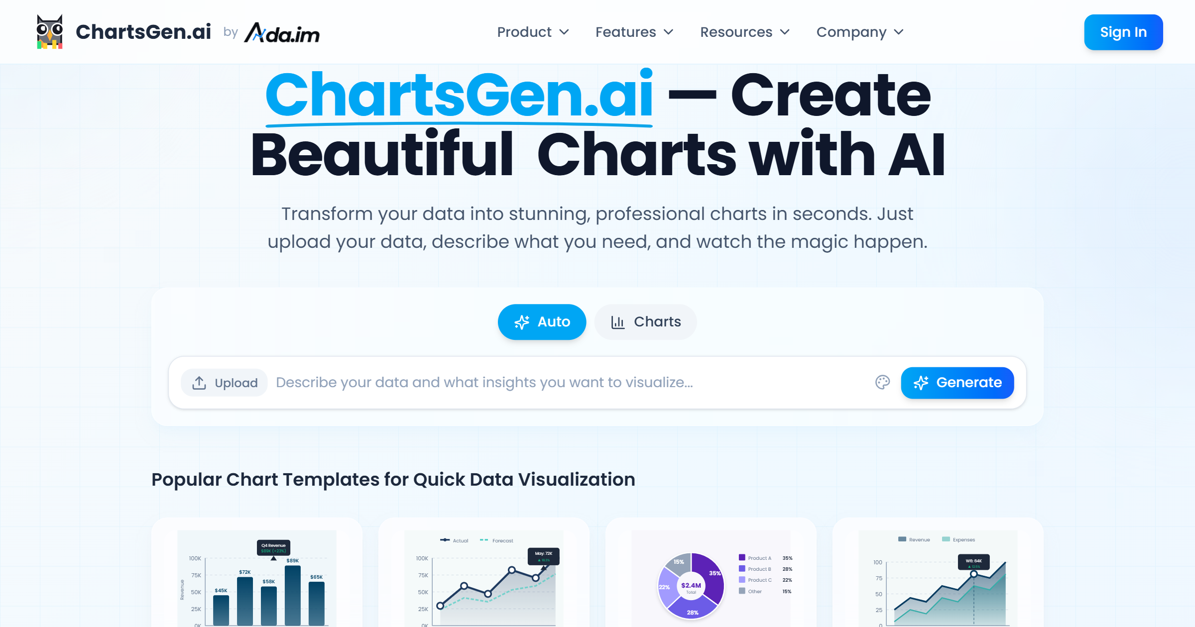 Screenshot 1 of ChartGen - Free AI Chart Generator