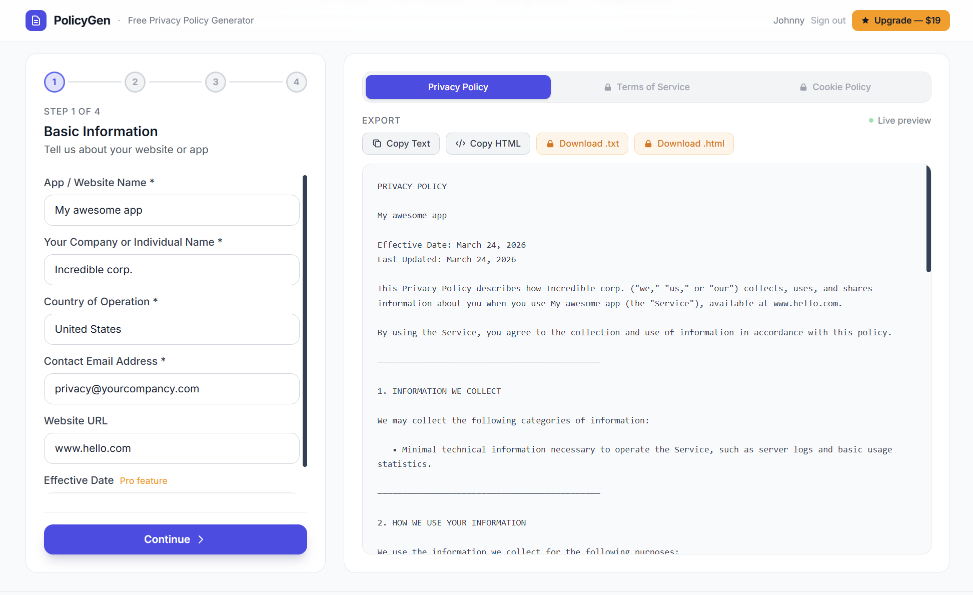 Screenshot 2 of PolicyGen