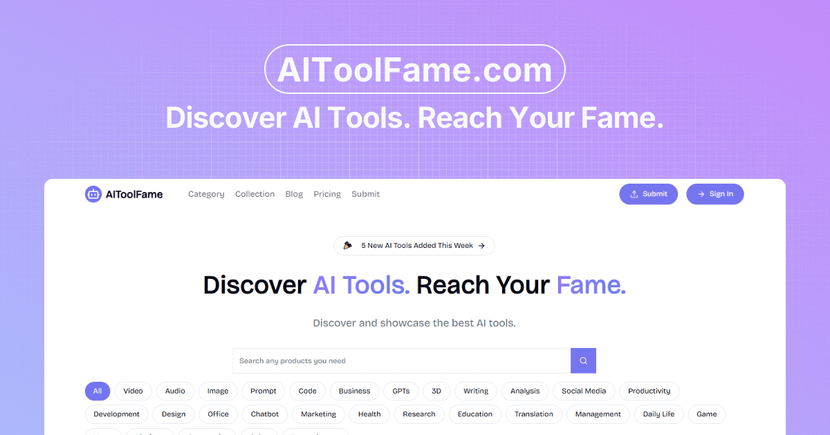 Screenshot 1 of AIToolFame