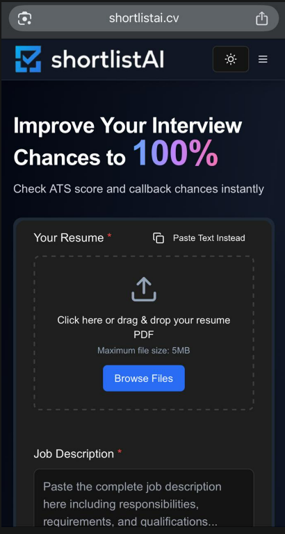 Screenshot 1 of ShortlistAI - ShortlistAI – ATS Resume S