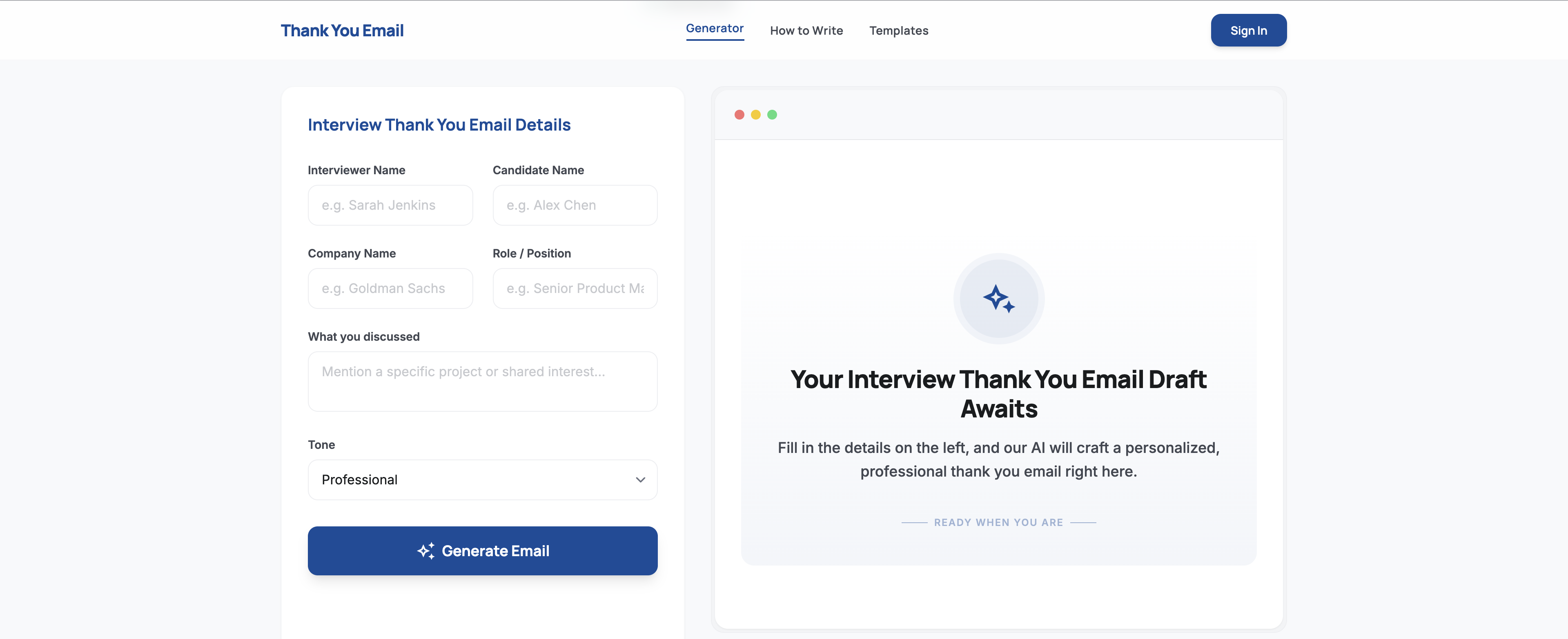 Screenshot 1 of Thank you Email Generator