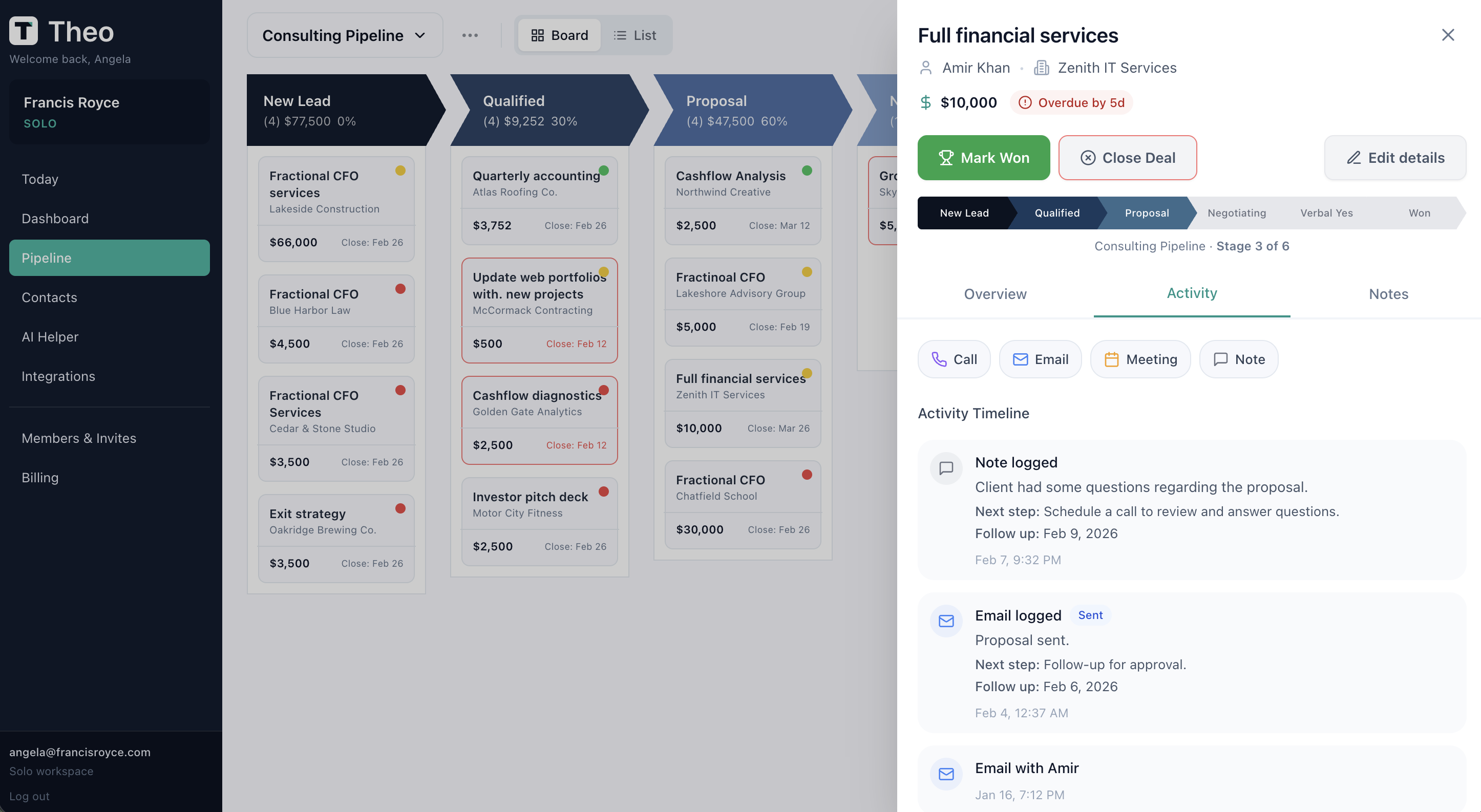 Screenshot 5 of Theo: CRM for Professional Services