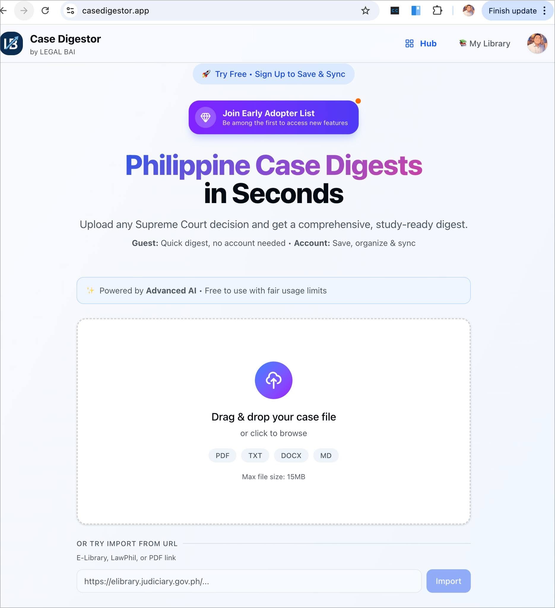 Screenshot 1 of Case Digestor