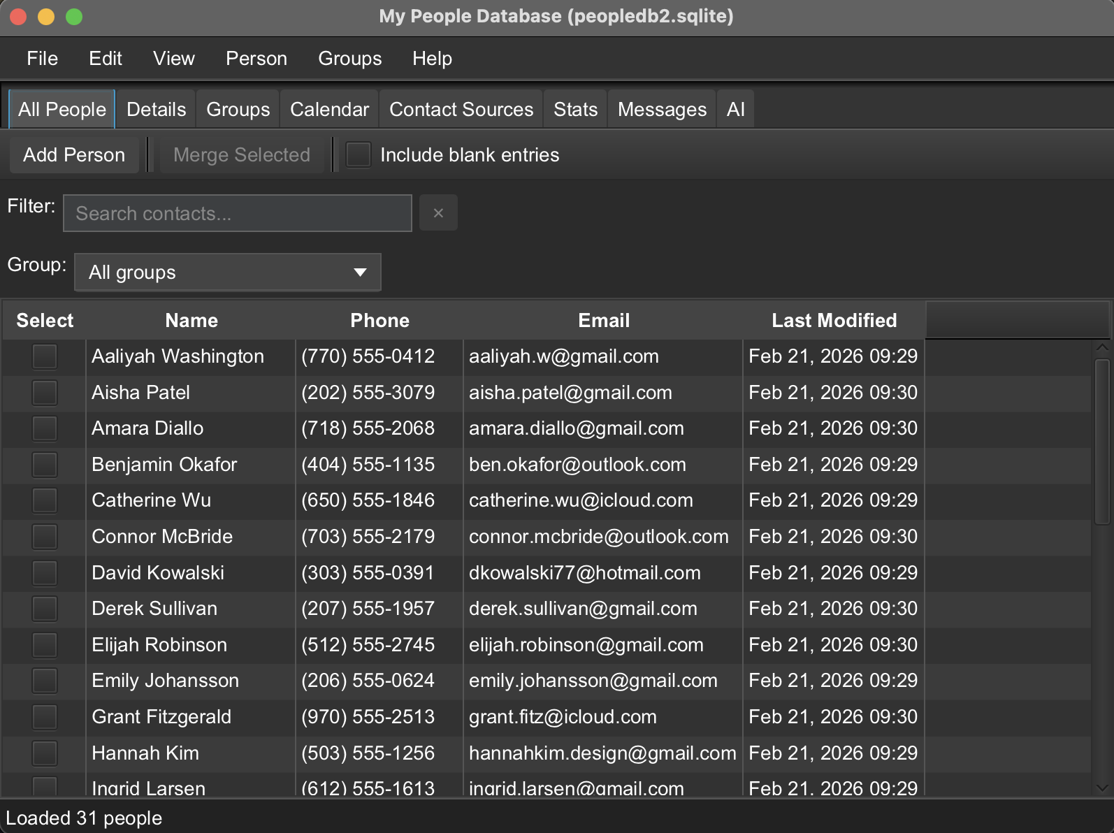 Screenshot 1 of MyPeopleDatabase