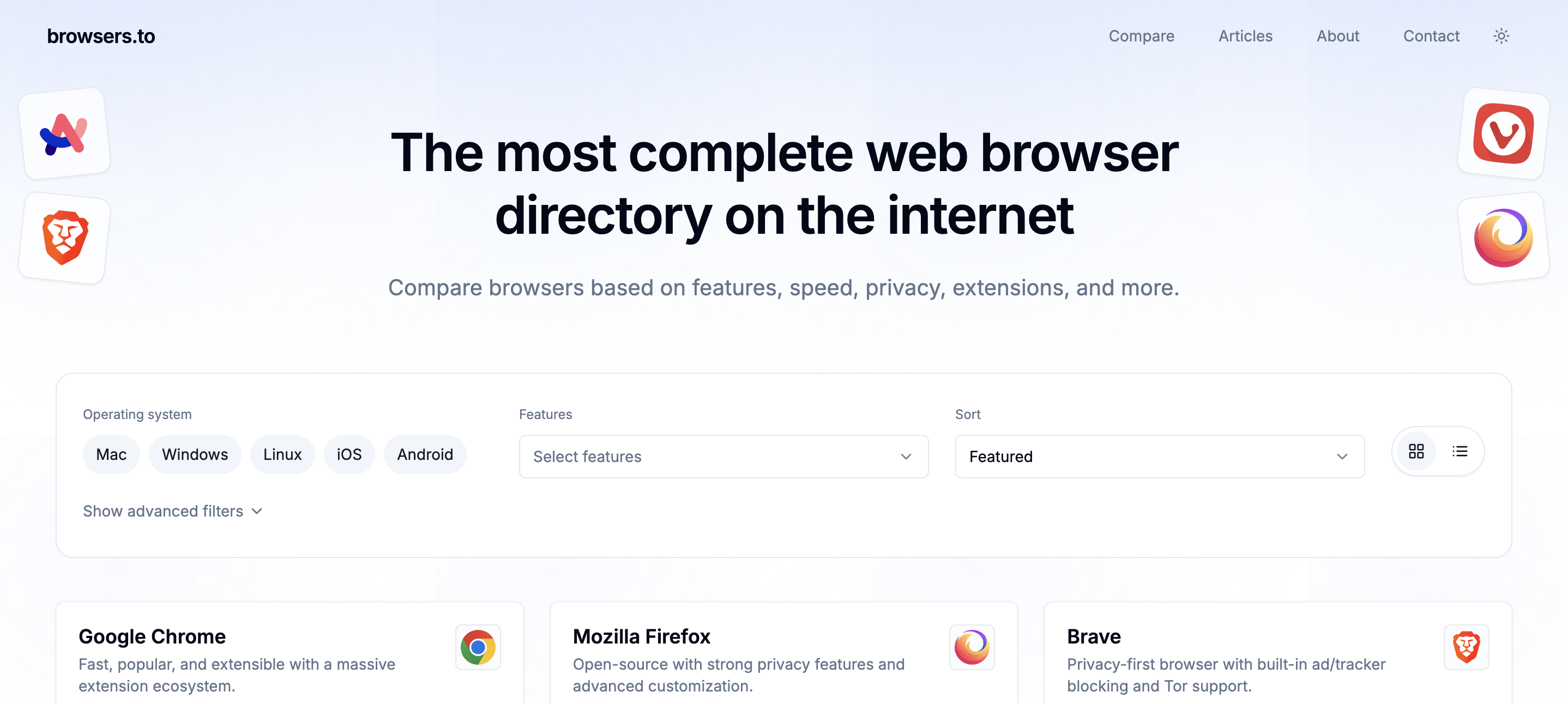 Screenshot 1 of browsers.to