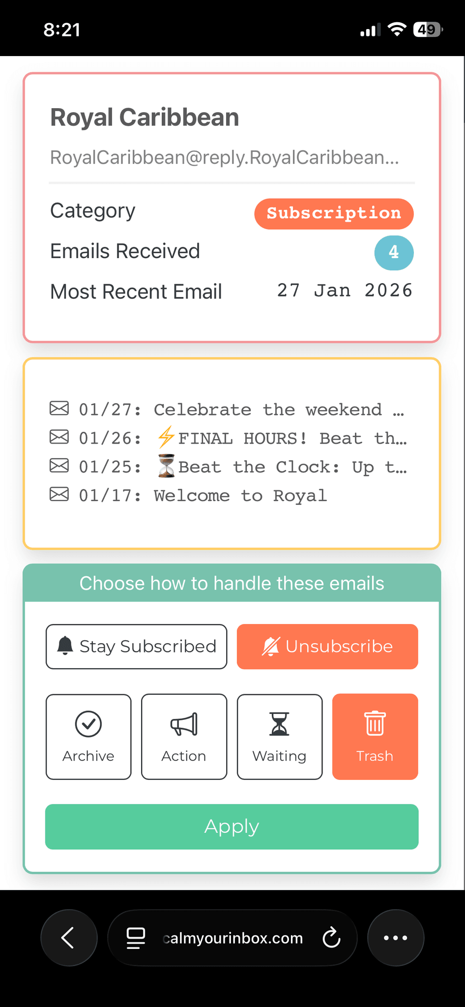 Screenshot 1 of Calm Your Inbox
