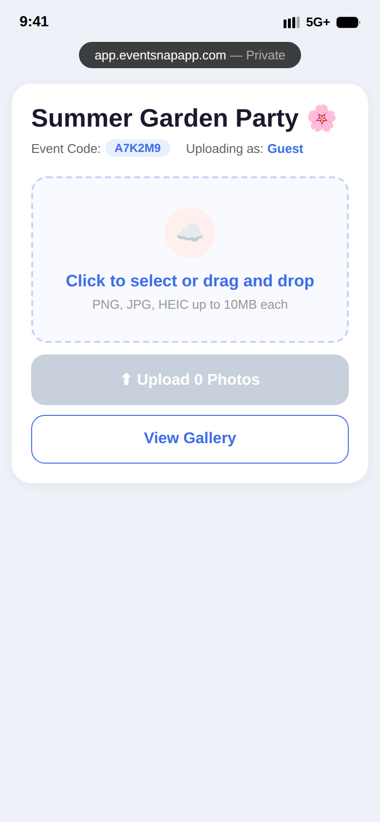 Screenshot 2 of EventSnap App