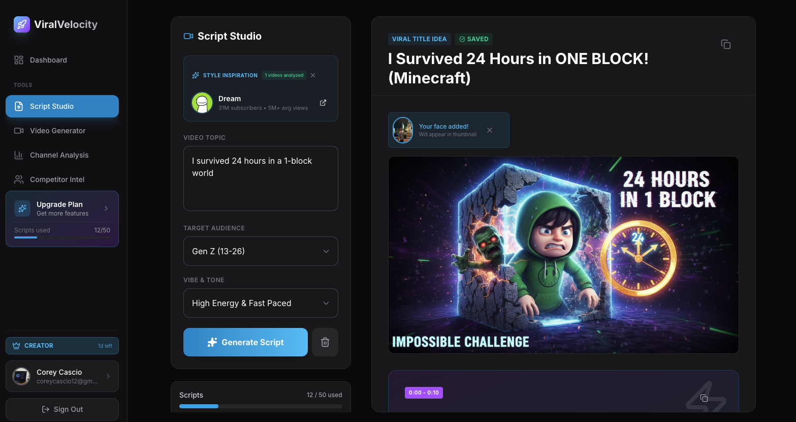 Screenshot 3 of Free YouTube Script Generator