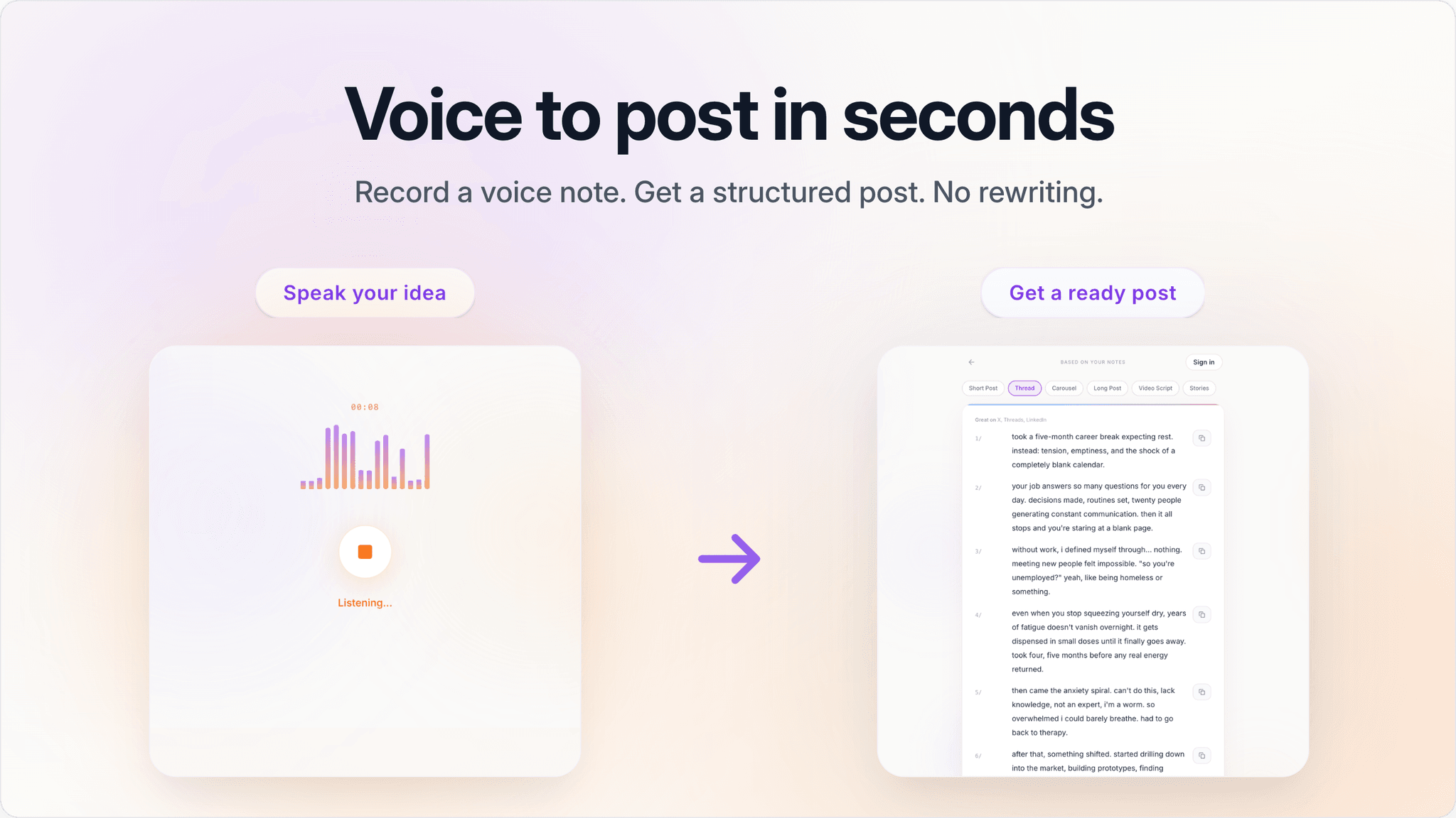 Screenshot 2 of Voice to Post