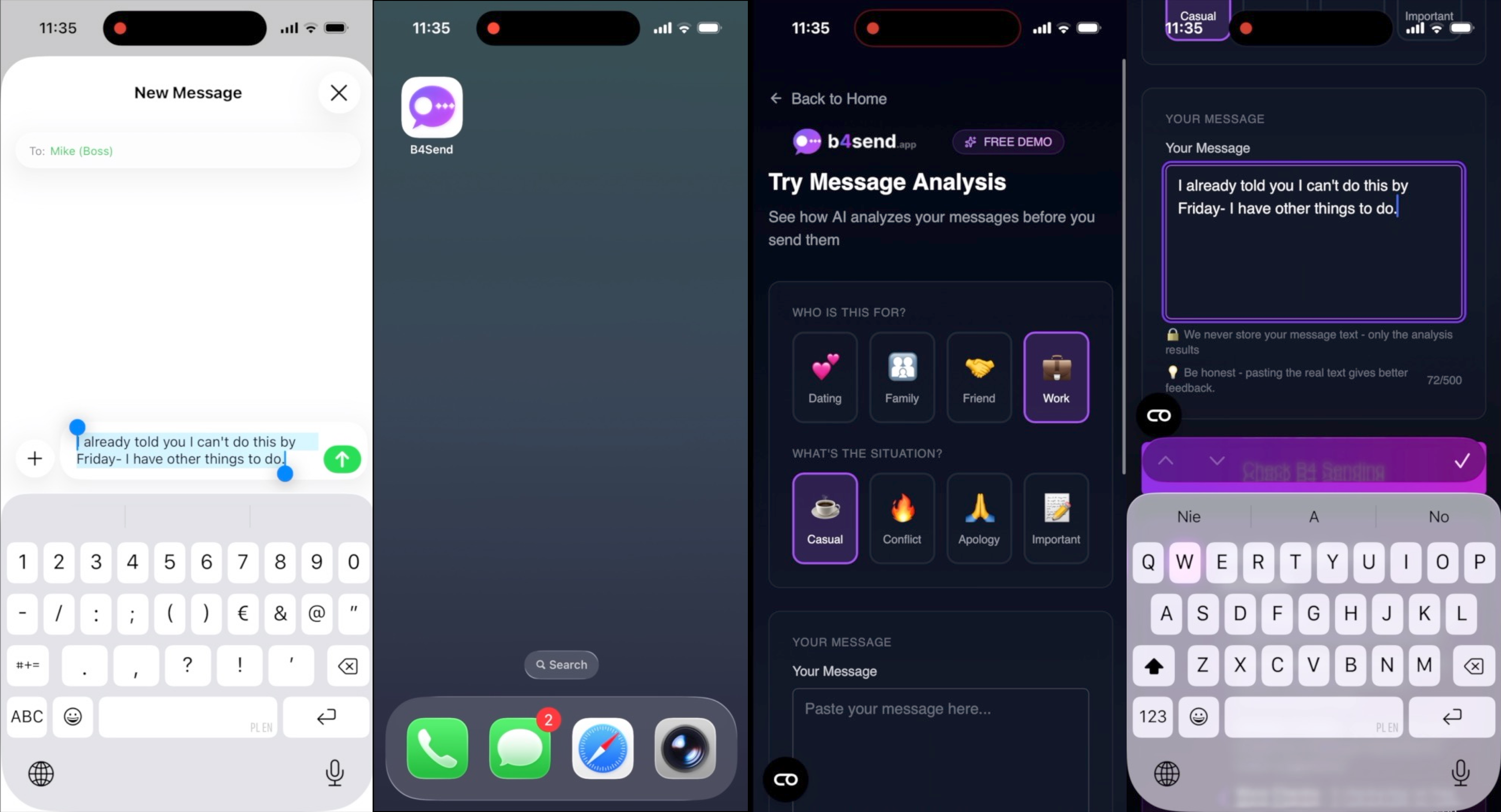 Screenshot 3 of B4Send - AI Message Analyzer
