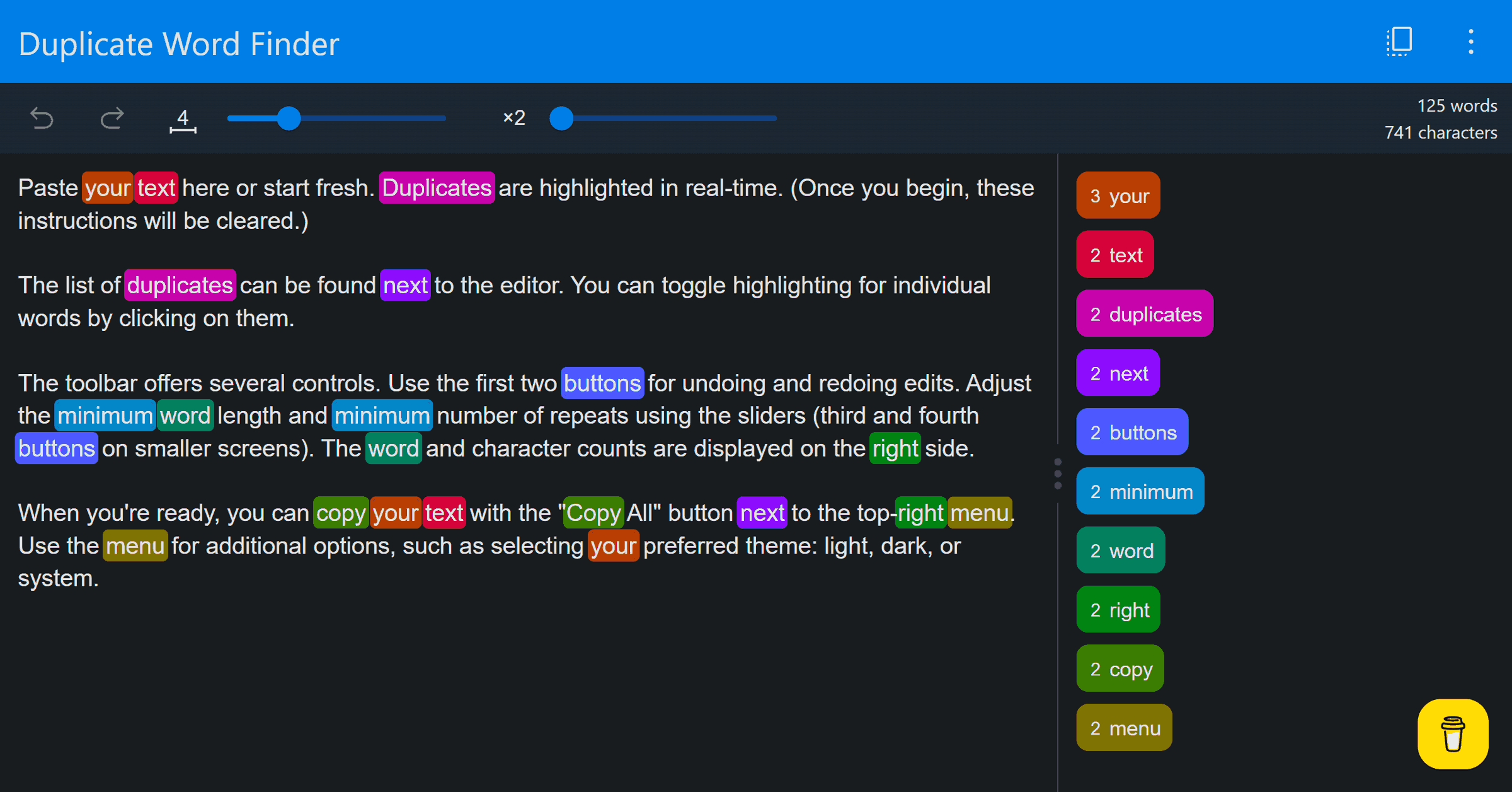 Screenshot 2 of Duplicate Word Finder