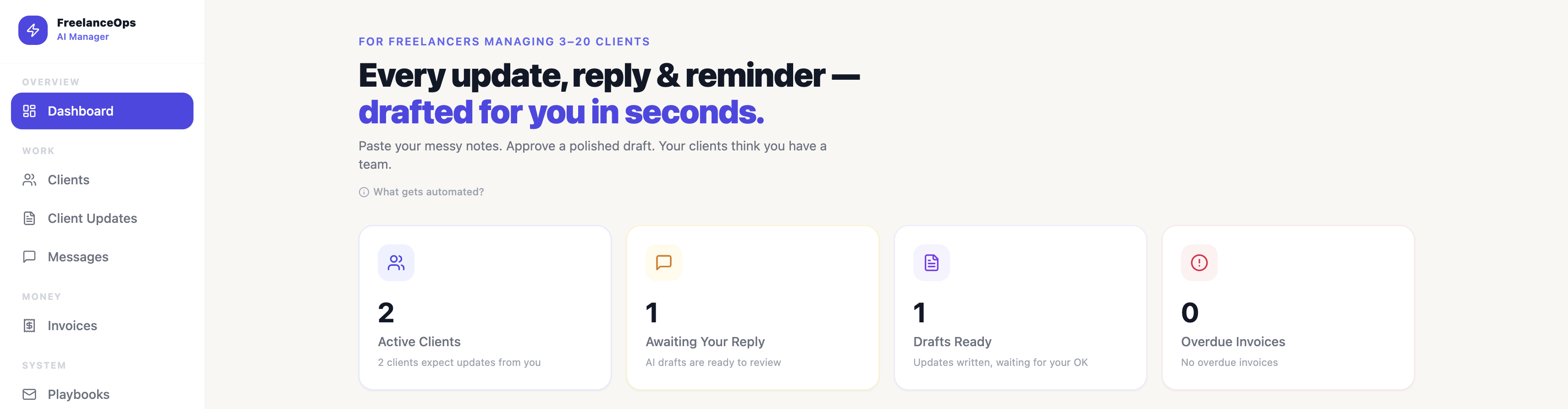 Screenshot 1 of AI Freelance Ops Manager