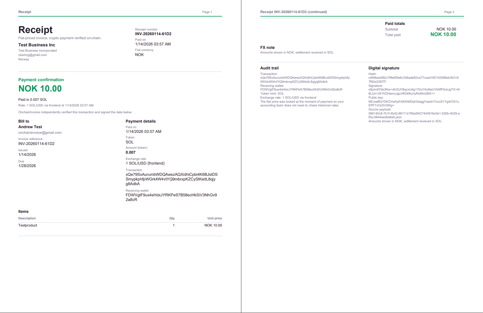 Screenshot 1 of OnchainInvoice
