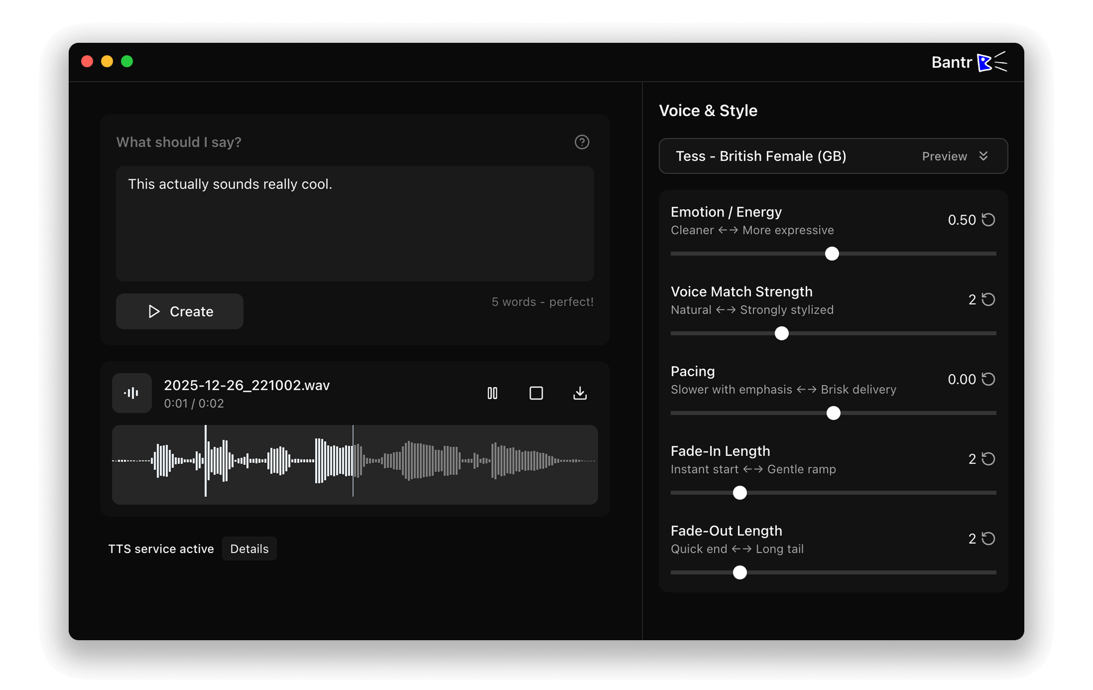 Screenshot 1 of Bantr: Offline & Unlimited TTS for Mac