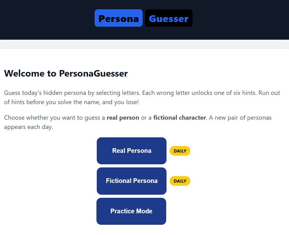 Screenshot 1 of PersonaGuesser