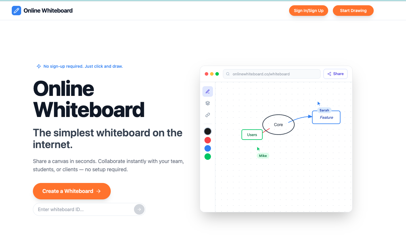 Screenshot 1 of Online Whiteboard