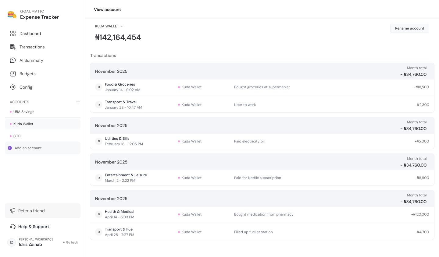 Screenshot 4 of Goalmatic Expense Tracker