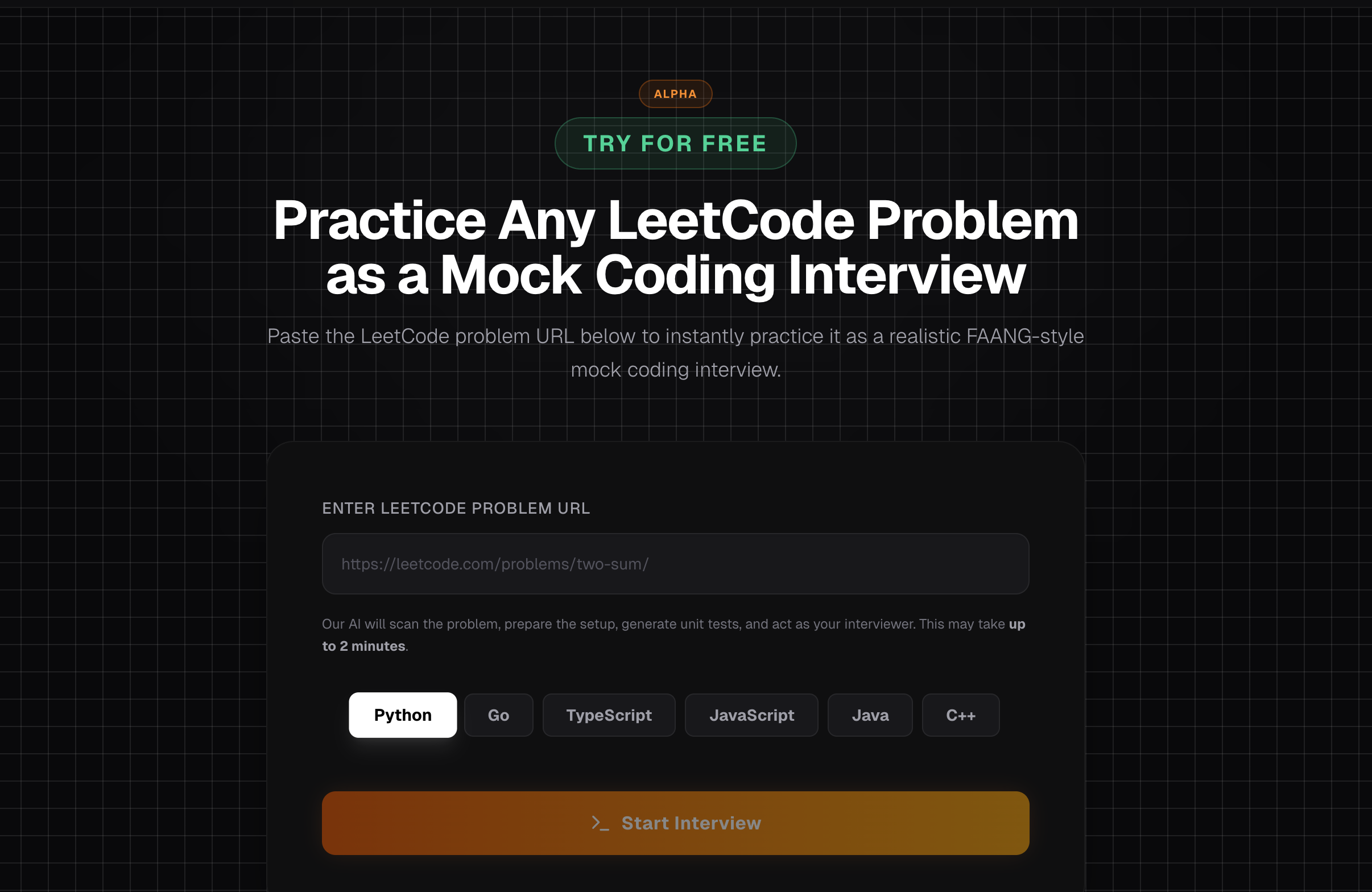 Screenshot 1 of FAANG Mock Coding Interviews