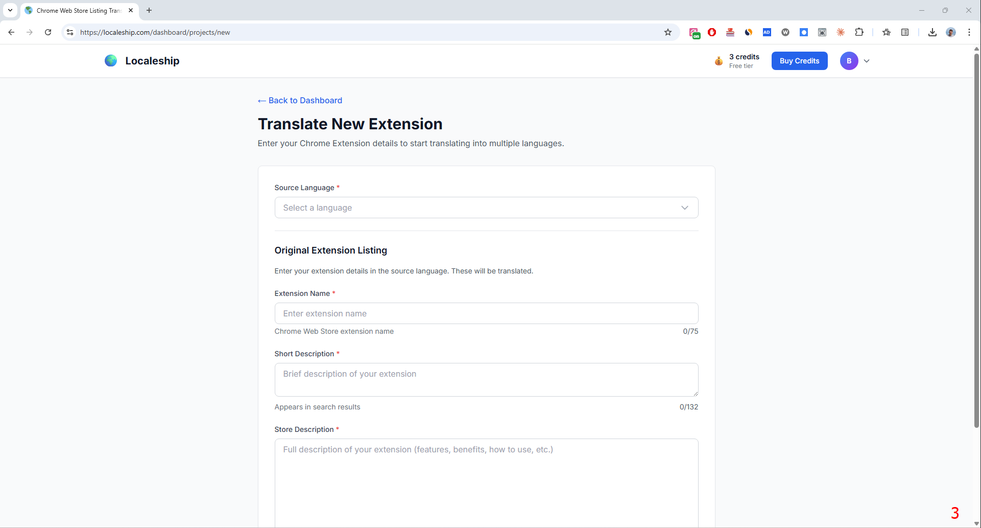 Screenshot 3 of Chrome Web Store Listing Translator