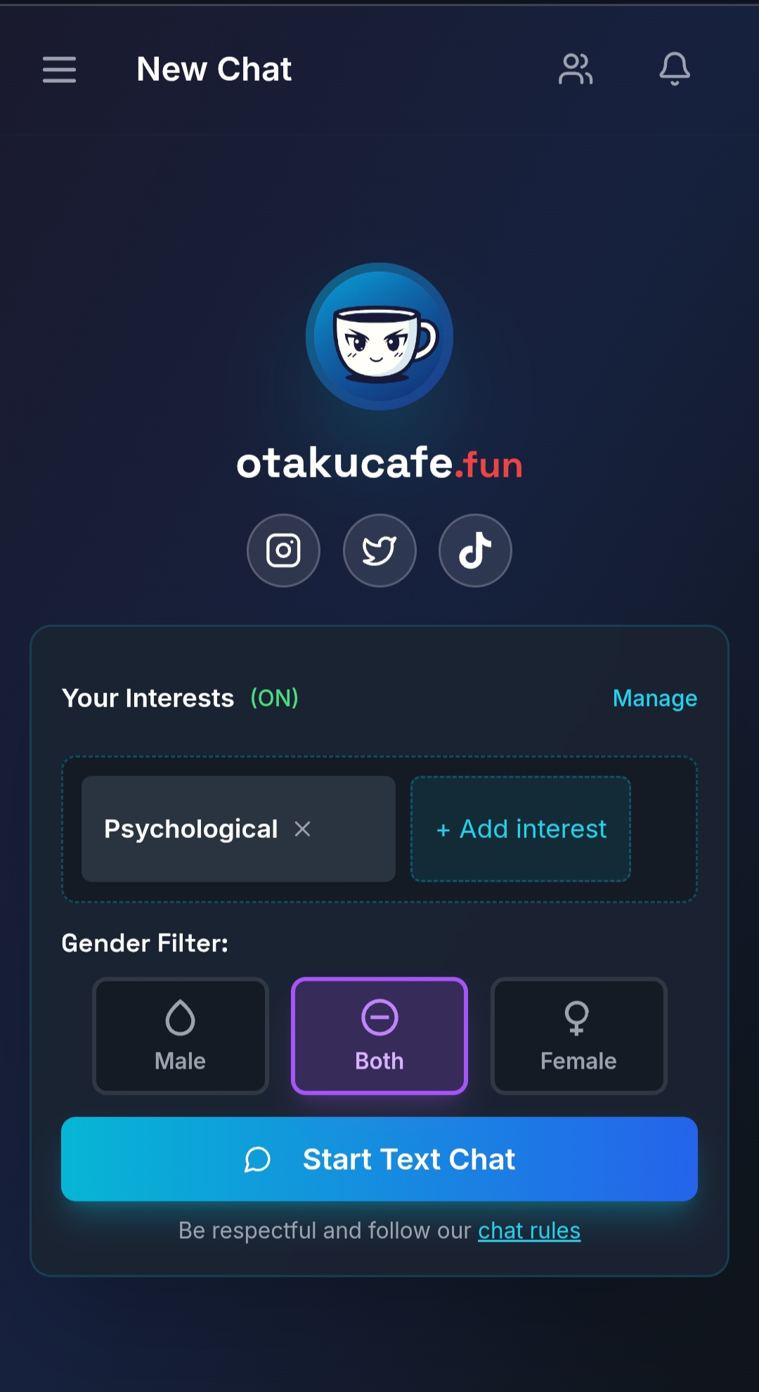 Screenshot 1 of OtakuCafe - Talk to Anime Fans & Strange