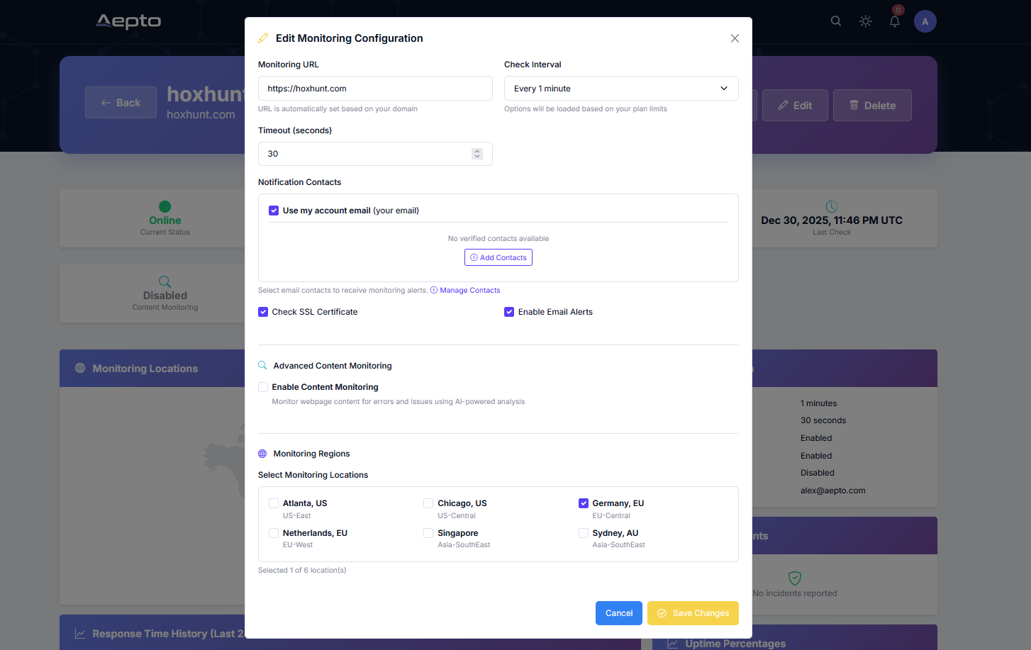 Screenshot 6 of Aepto – Centralized AI Domain Monitoring