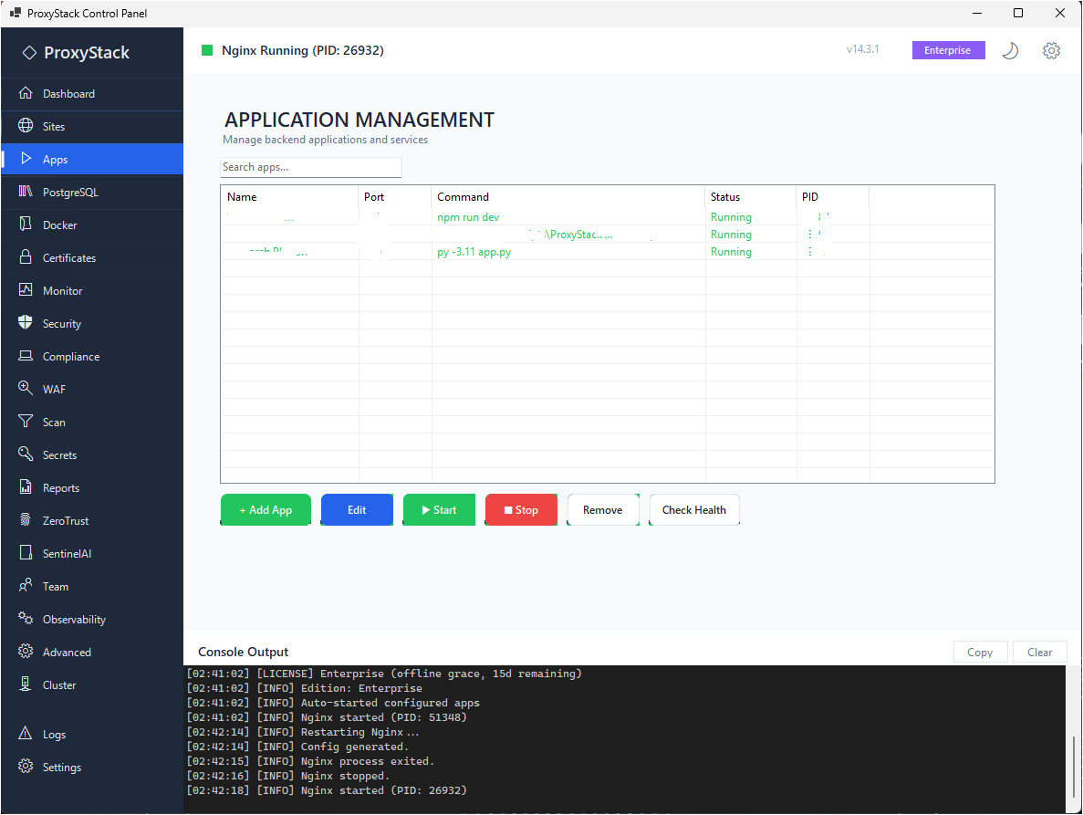 Screenshot 1 of ProxyStack + SentinelAI