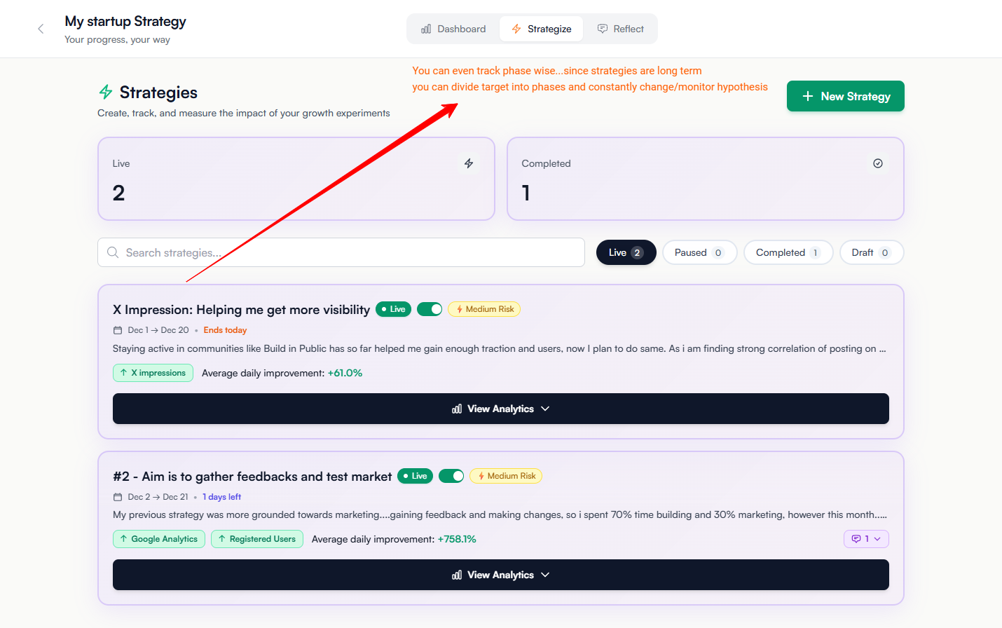 Screenshot 1 of Inflection Log