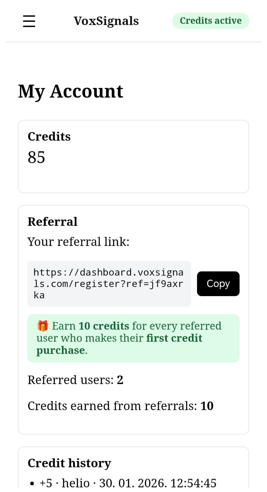 Screenshot 2 of VoxSignals