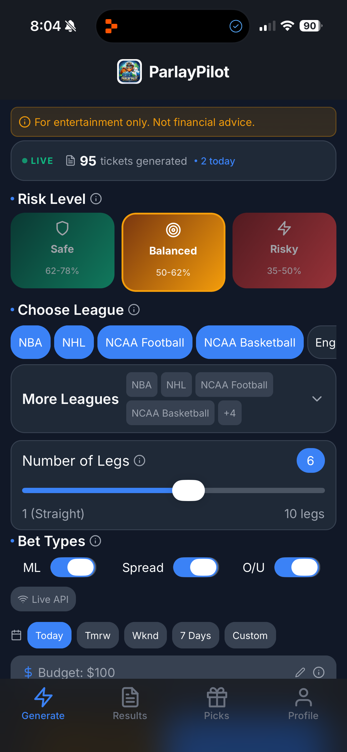 Screenshot 2 of Parlay Pilot