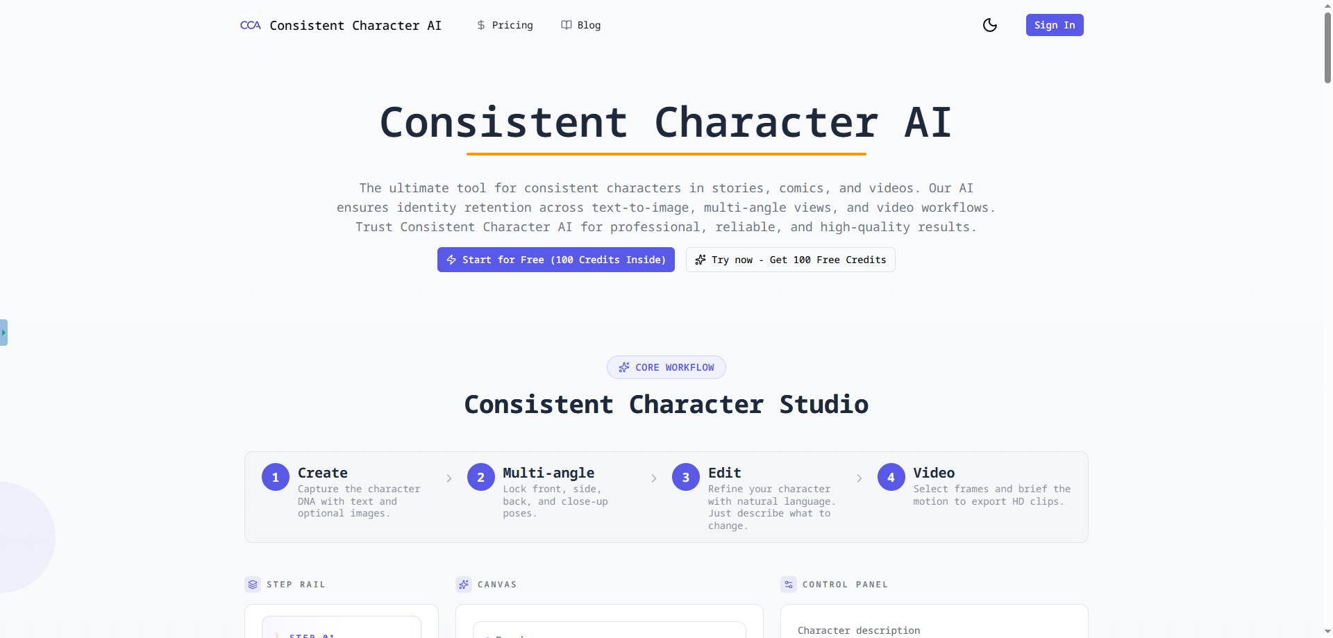 Screenshot 1 of Consistent Character AI