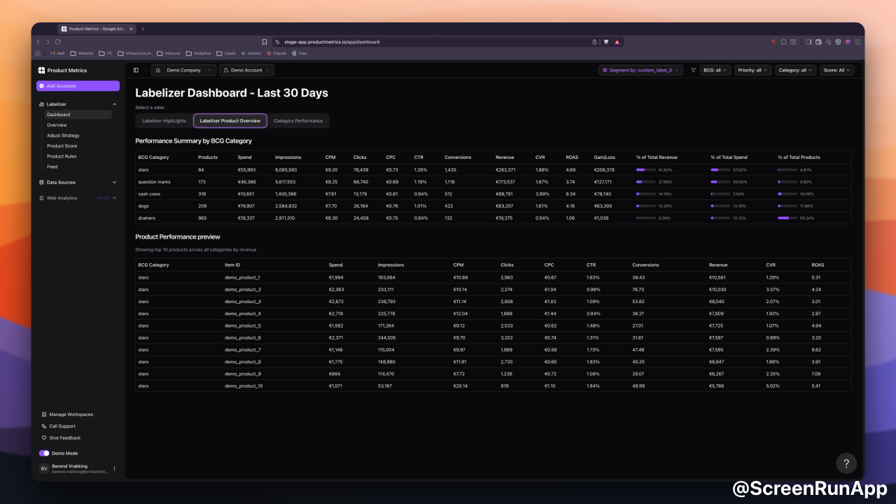 Screenshot 1 of Product Metrics