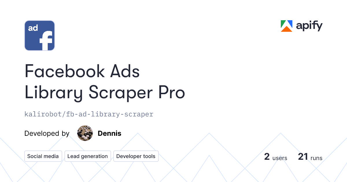 Screenshot 1 of Facebook Ads Library Scraper Pro