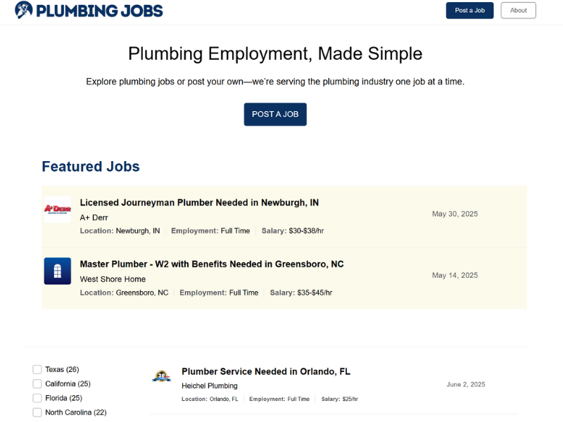 Screenshot 1 of PlumbingJobs.com